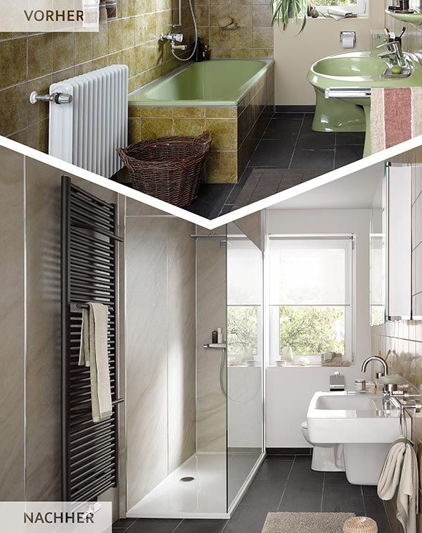 Eine Badrenovierung lohnt sich Vorher Nachher Verlgeich, Altes Badezimmer wird Modern